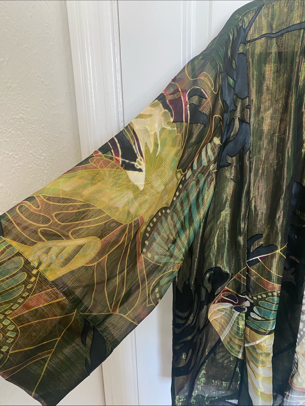 Chico’s Sheer Silk Butterfly Kimono Coverup Size L - Picture 4 of 7